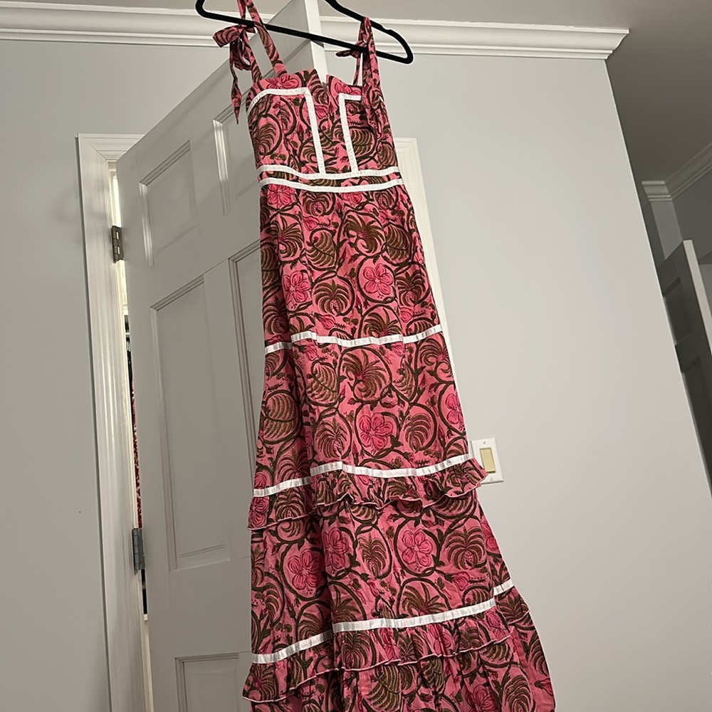 Chakeris Pink Floral Maxi Dress